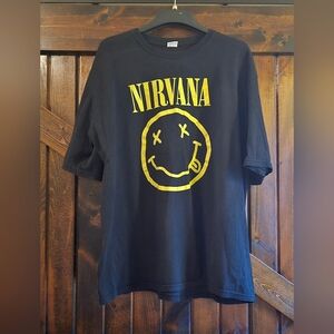 XXL Vintage Nirvana PRO WORLD Black Smiley Short Sleeve Tee RARE HTF Exc